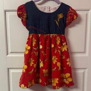 Floral Red and Yellow Kids Dress